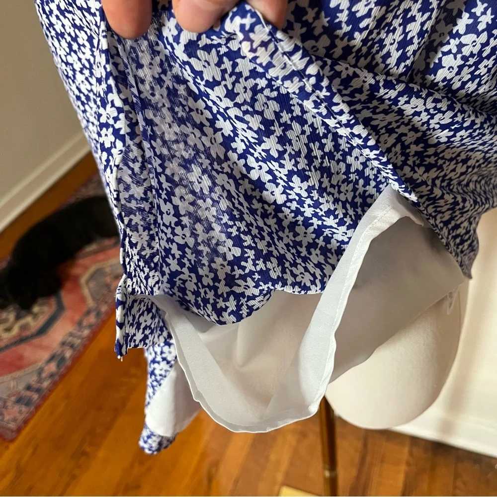 jcrew blouse tiny blue floral size l - Picture 6 of 8
